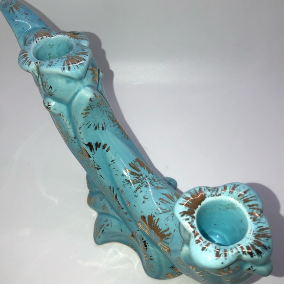 Vintage MCM Ornate Japanese Candle Stick Holder Ceramic Hand Painted Gold - Picture 4 of 13